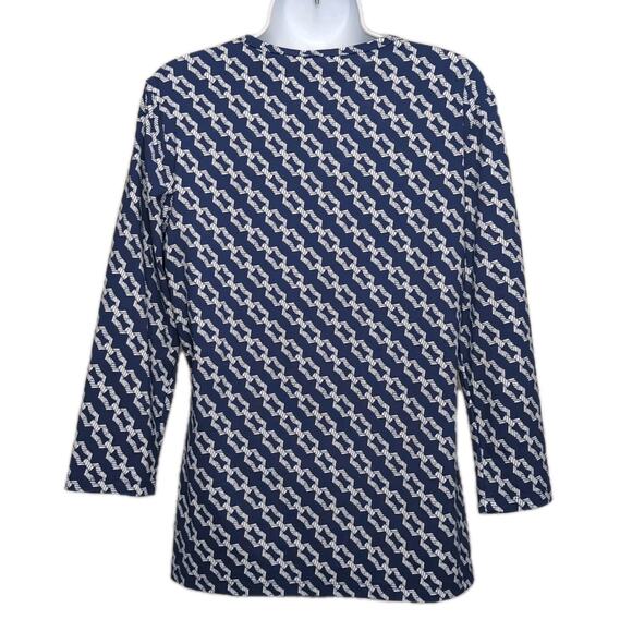 J McLaughlin 3/4 Sleeve Signature Tee Womens L Navy White Catalina Cloth NEW NWT - Picture 2 of 13